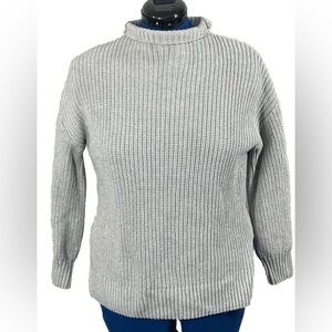 Cupcakes & Cashmere Sweater XS Chunky Knit Long Sleeve‎ Gray MockNeck 100 Cotton